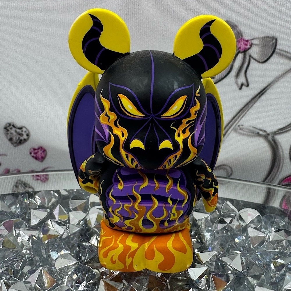 Disney vinylmations sleeping beauty Flame Dragon Vinyl Toy Black, Yellow, Purple
